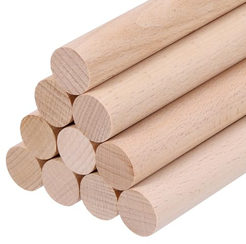 QUARKZMAN Holzdübel (20mm) 3/4 x 4 Zoll Runde Holzstäbe Unbehandelte Massivholzstäbe Bastelstab Für Kunst Dekoration Bastel Und DIY Projekte Stab Packung Von 10