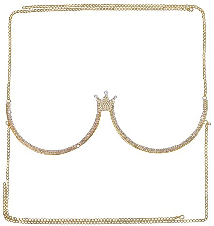 Soporte para el pecho, cadena de sujetador, joyería corporal, cuerpo de cristal, diamantes de imitación, ropa interior, aleación, cadena de pecho para mujer, color plateado, talla única, como se