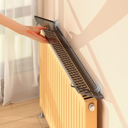 2 estantes decorativos de almacenamiento para radiador de 35 x 15 x 3 cm, diseño de hierro que ahorra espacio con ganchos para secar ropa o zapatos, instalación sin taladro, blanco/negro moderno