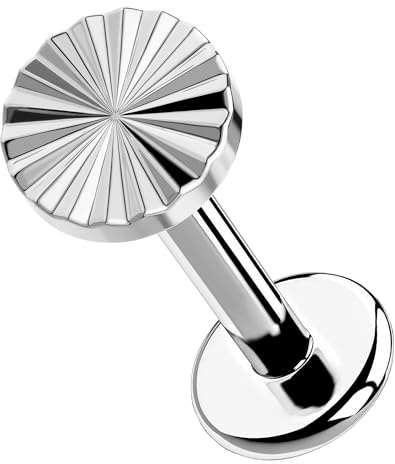 OUFER Body Piercing Labret Piercing Jewelry Titan Helix-örhängen 16G/18G/20G Platt Back Earring Push in Lip Nose Stud Nostril Piercing Trådlös Tragus Conch Lobe Bar Jewellery 6 mm