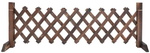 ORFOFE Clôture en Bois Rétractable Extensible pour Jardin et Balcon, Barrière Autoportante 0,35 M Hauteur Couleur Carbone, Treillis Support Plantes Grimpantes Extérieur Polyvalent