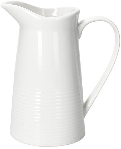 MamboCat Pichet à lait crème 0,5 l I Pichet en faïence blanc crème I Jolie théière idéale pour le lait, le cacao, le jus et la limonade I Petit déjeuner, brunch et buffet I Carafe avec bec verseur et