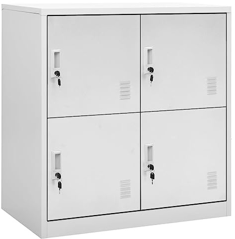 Teenpull Schließfachschrank Hellgrau 90x45x92,5 cm, robuster Stahl Spind mit 4 Fächern und Schlössern, ideal für Büro, Schule, sichere Aufbewahrung