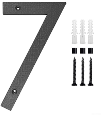 Vidonergy House Number Sign | 12 Inch Large Outdoor House Numbers for Exterior Wall, Door or Fence | Matte Black ABS Numbers with Mounting Hardware Included | Suitable(7)