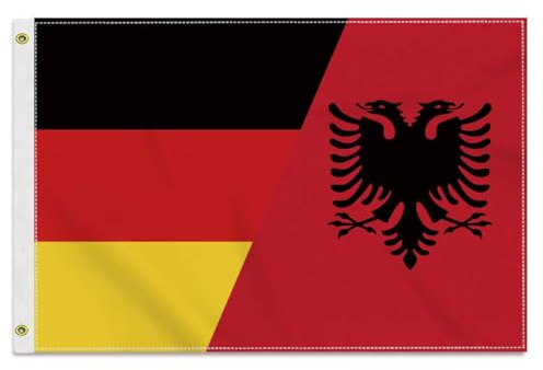 Wnzig 30×45 CM Albanien Deutschland Flagge, 1×1.5 FT Klein 150D albanisch banner,Strapazierfähige Doube-Seitendruck Dekor Messingösen Tiny Germany Albania