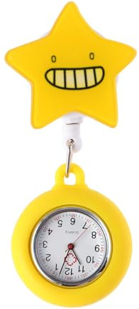 TOYANDONA Portable Telescopic Nurse Pocket Watch for Nurses and Doctors | Plastic Cartoon Style, Yellow Finish, Accurate Time Keeping, Hanging Pocket Design for Use