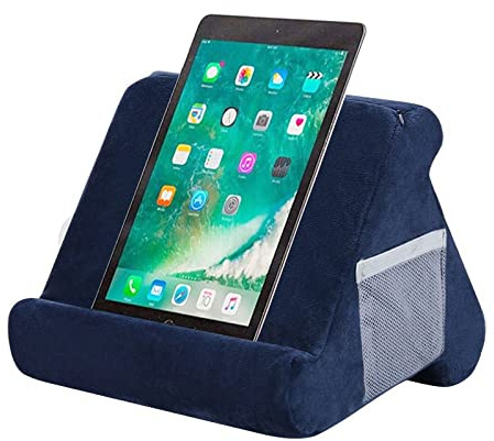 SHENMEILA Universal iPad Tablet Holder, Tablet Pillow Stand for IPad Cushion-Stand,Soft Multi-Angle Phone Pillow Lap Holder for Tablet/iPad, Magazines and E-Books(Navy Blue)