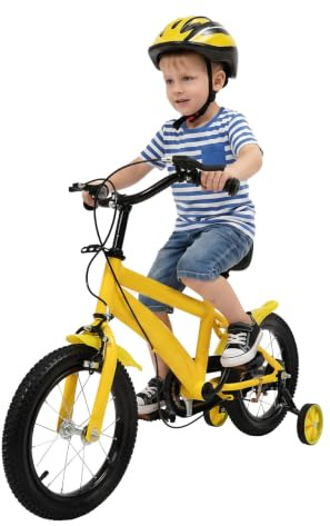 hongward Vélo pour enfant de 14 pouces - Pour garçons et filles - Avec roues stabilisatrices et double système de freinage - Hauteur réglable - À partir de 3 ans - Pour l'apprentissage, l'équitation