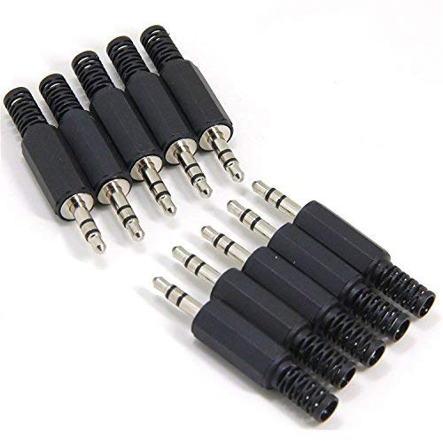 Ancable Ersatz 10er-Stück TRS-Stecker 3-poliger 3,5 mm Löttyp DIY-Audiokabelanschluss für Kopfhörer und Headset