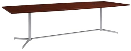 Bush Business Furniture 96-inch Office Conference Table with Metal Base, Boardroom Meeting Space for 8 Users, Hansen Cherry