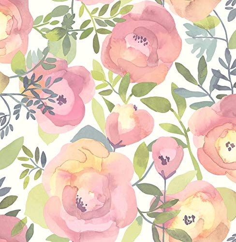 NuWallpaper Papier peint Peachy Keen Pink Peel & Stick - Vert - Rose - 548,6 x 52,1 x 0,3 cm - NU3035