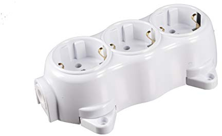 Carcasa de interruptor de luz de pared vintage, redondo, retro, 3 enchufes, blanco