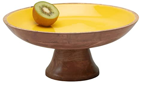 Folkulture Frutero de madera | Cuencos decorativos (12 pulgadas) para encimera de cocina o centro de mesa | cuencos grandes, cuenco de pedestal para decoración de granja | Frutero de madera para