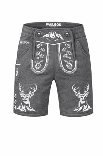 PAULGOS Herren Trachten Jogginghose, Optik Trachten Lederhose, Kurz in 3 Farben Gr.S-5XL JOK4
