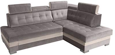 Robin Inspire Ecksofa mit Schlaffunktion und Bettkasten - 240 cm 4-Sitzer L-Form Schlafsofa rechts - freistehende Eckcouch mit 5 verstellbaren Kopfstützen fürs Wohnzimmer - Paris Silber Creme