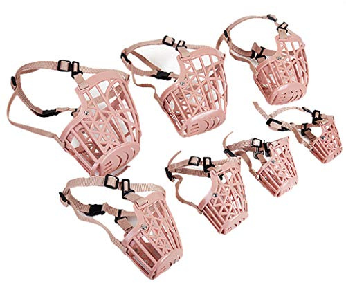 Yusylvia Set di 7 museruole per cani in plastica morbida, anti morso, regolabile, per addestramento dei cani, gabbia in rete, traspirante, confortevole, per cani di taglia piccola, media e grande