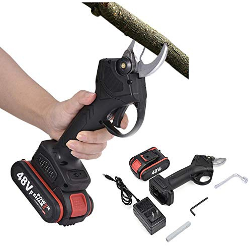 HLILY Cesoie Forbici da Giardino elettriche, potatura elettrica 21V 30mm Forbici a Batteria Professionale Cordless Secateur con 2Pcs Batterie, per Fattorie Serre Parchi (600 W)