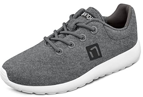 Nanga Zapatillas de lana para hombre, ligeras, de lana merino, para ocio, deporte y trabajo, transpirables, con plantilla intercambiable, pizarra, 43 EU