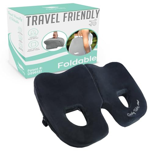 Cushy Tushy Premium Foldable Piriformis Cushion - Piriformis Pain and Sciatic Pain Relief Cushion - for Home & Office Use, Perfect for Travel or Driving