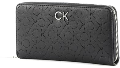 Calvin Klein Re-Lock Slim Zip Around Wallet Logo Perf CK Black