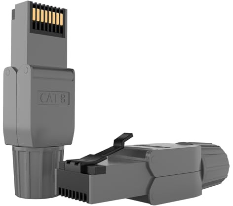 Conector RJ45 Cat 7 Cat 8 Conectores sin Herramientas Blindado Enchufe Macho hasta 10 Gigabit, para Cable de Red Ethernet Cat8.1 Cat8 Cat7 Cat6a Cat6 8 polos Enchufe | 2 unidades negro