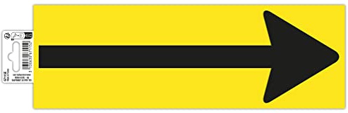 Exacompta 67115E Pfeil Klebeschild 30x10cm Schwarz-Gelb aus UV-beständigem PVC Hinweisschild Schilder Warnhinweis Sticker Aufkleber Türschild