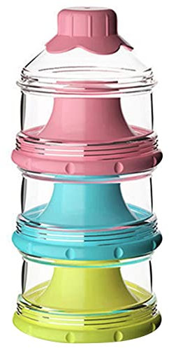Moageme Milk Powder Dispenser, 3 Layers Stackable Travel Formula Milk Powder Pots Portable Milk Powder Container Detachable Snack Storage Box for Cereal/Food/Fruit/Snack