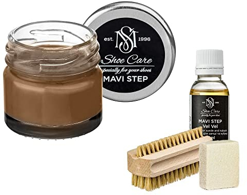 MAVI STEP Aurora Schuhpflegeset aus Wildleder und Nubuk - Luxus Schuhpflege Set - 177 Braun Gelb Hellgrau, 178 Buche, Einheitsgröße