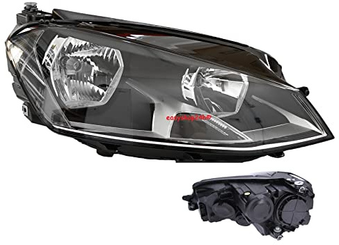 EASYSHOP24H Faro Fanale Proiettore Anteriore DX Destro Per Golf 7 MK7 VII da 2012 a 2016 Alogeno H7 H15 Regolazione Elettrica Completo di Motore Gruppo Ottico Luce Diurna Fanalino