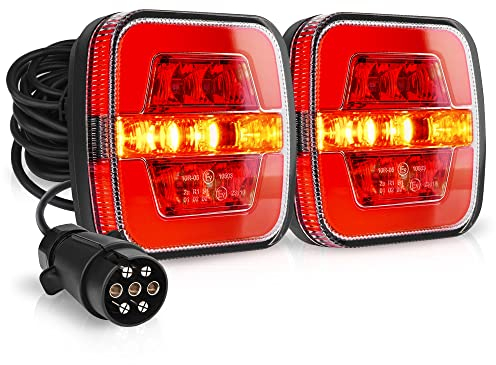 MICTUNING Anhänger Rücklicht-Set Anhängerbeleuchtung 7,5M Kabel mit 2 Steckers Anhänger-Rückleuchte Zugelassen