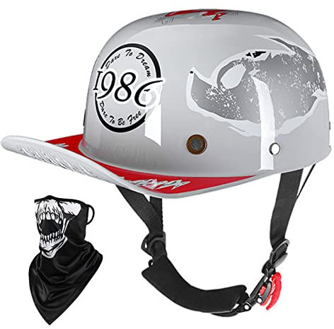 Baseball Cap Motorrad Helme, Vintage Erwachsene Open Face Helm, Retro Roller Moped Street Bike Half Face Schädel Cap Helm Für Männer Frauen Sommer DOT/ECE Zertifiziert,Venom Gray,M