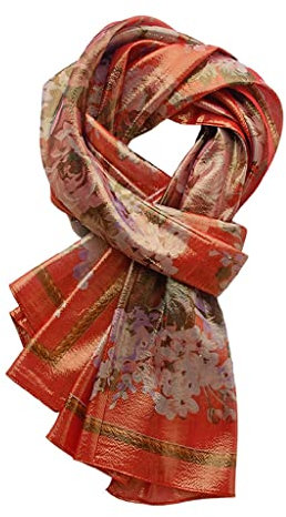 Langer Seidenschal Damen Gold Seide Bedruckter Seidenschal Schal Turban Herbst Damen (Gold Einheitsgröße)