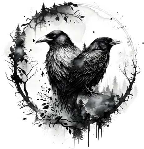 Samunshi Hugin und Munin Raben Krähen Aufkleber Autoaufkleber für Motorrad Fahrrad Roller oder Auto Sticker Fahrrad MTB Mountainbike Rennrad Viking Wikinger (12x15cm Hugin und Munin Raben Krähen)
