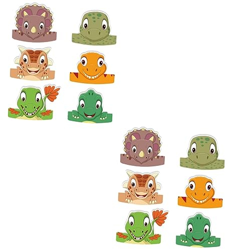 SAFIGLE 2 Sets Kindergeburtstagspartyhüte Mit Dinosaurier-design Papierkopfbedeckungen Requisiten Lustige Partygeschenke Für Kinder 6 Stück * 2