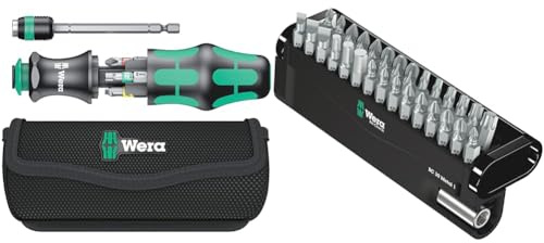 Wera 05051016001 Kraftform Kompakt 20 Tool Finder 1, mit Tasche, 7-teilig, Schwarz Grün, One size & Bit-Sortiment, Bit-Check 30 Metal 1, 30-teilig, 05057434001