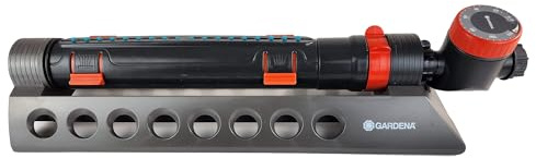 GARDENA - Aquazoom 3900 Quadratfuß Oszillierender Sprinkler mit stufenlos verstellbarer Breitensteuerung, Durchflusskontrolle und Wassertimer, grau, 1697034