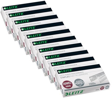 Leitz Juwel Heftklammern 4 mm, 10x Box mit je 2000 Stück, Verzinkt, 56400000
