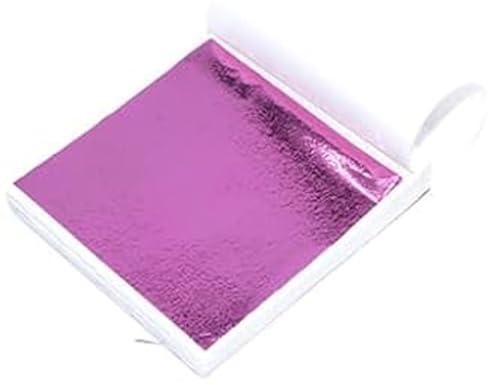 100 Stück Bunte Blattgold,Blattgold Essbar,Mehrfarbige Goldfolie Imitation Gold Metallfolie für leinwand zum bemalen Nageldeko Möbel,Backen,Torten Dekorfolie (Pfirsichrot)