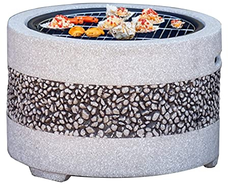 NOALED Kit griglia per Barbecue in Pietra Imitazione braciere da Esterno, caminetto da Giardino, Patio sul Retro, per Campeggio, Riscaldamento all'aperto, falò e Picnic, 55,5 cm