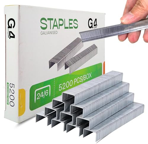 5200 x 24/6 No.16 Standard Staples - 24/6mm Staples for Desktop Staplers and Pliers, Office & School Stationary Supplies, 25 Sheets Capacity