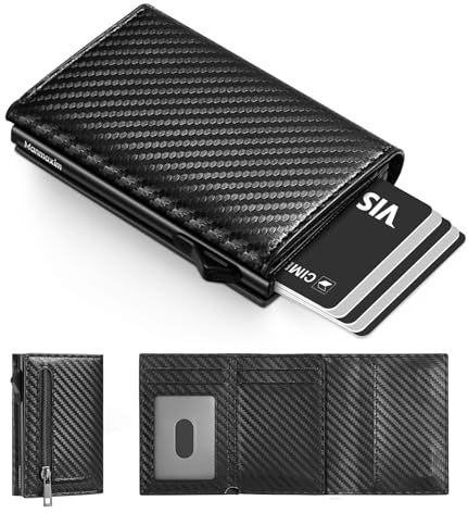 Manmaxim Portmonee Herren, Geldbörse Herren mit RFID Schutz,Pop-up kartenetui für 10 Karten,Slim Wallet mit Münzfach Karten Geldbeutel Portemonnaie Wallets for Men (Carbon)