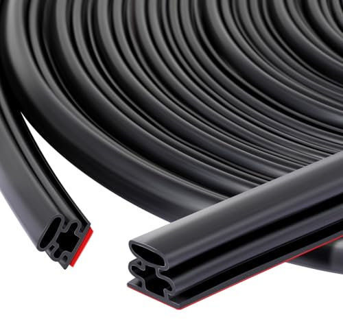 Romon Guarnizione Finestra Adesiva, Guarnizione per Porta Paraspifferi Guarnizioni Insonorizzata Gomma Sigillatura in Striscia Blindata, L'isolamento del Telaio Della Porta per Fessure Nelle, 10M-Nero