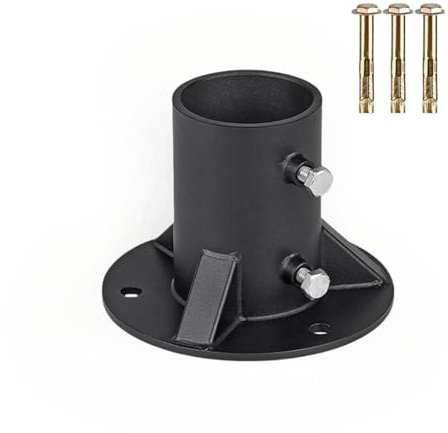 LOJAX Zaunpfostenhalterung aus Metall mit robuster runder Basis, Säulenbasis, Zaunmetallflansch mit großem Innendurchmesser, 2 Zaunpfosten-Bodenflanschen