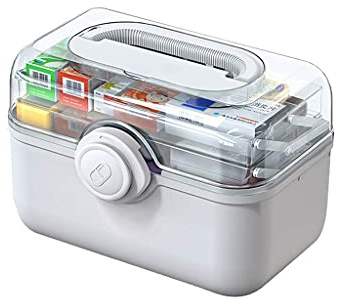 Caja portátil de plástico para botiquín de primeros auxilios para almacenamiento médico de emergencia doméstica, 11.2/13.3/15.3 pulgadas