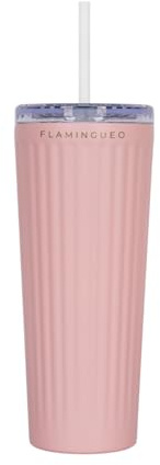 Flamingueo Termo 0,8L - Botella Agua Acero Inoxidable - Vaso Termico - Con Pajita - Bebidas Frías 24h y Calientes 10h - Taza Termica - Rosa