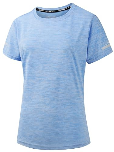 Peakwell Damen Sportshirt Atmungsaktiv T-Shirts Top Kurzarm Laufshirts Funktionsshirts Sport Oberteile
