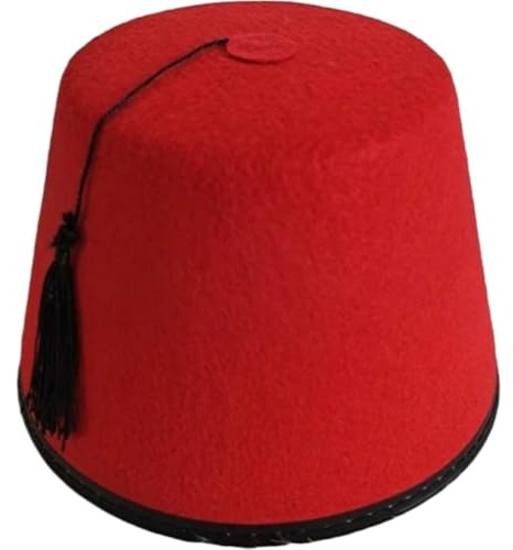 Ymxygz Chapeau Fez Traditionnel Rouge avec Pompon Noir, Chapeau Marocain, Bonnet Plat, Ottoman Turc, Chapeaux Habillés