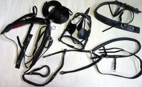 Premium Nylon Horse Single Cart Driving Harness Set, Complete Equestrian Tack with Reins and Bridle Pony, Cob, Full & Shetland (Shetland)