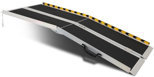 FAHKNS 6FT Wheelchair Ramp, Portable Aluminum Folding Wheelchair Ramp, Non-Slip Threshold Wheel Chair Ramps, Handicap Ramps for Home Outside Steps, Doorways, Porch, Cart, Stairs, Curbs, Scooter