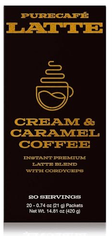 PureCafé Latte Blend with Cordyceps & Premium Ingredients | Instant Latte Mix for Energy & Wellness Support | Smooth, Creamy Flavor | Quick & Easy Preparation at Home